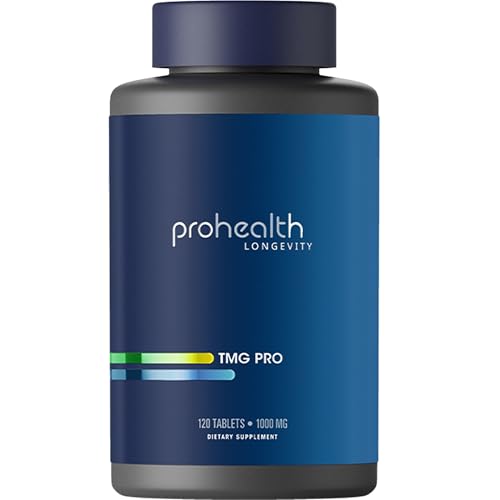Prohealth TMG Pro Tablets 120 Tablets 1000mg Trimethylglycine per Serving Supplement to Support Cardiovascular Health Energy Production & Metabolism