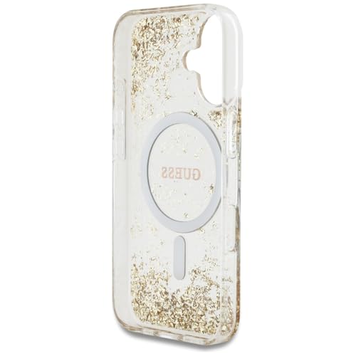 Coque de protection iPhone 16 MagSafe Guess résine dorée rigide