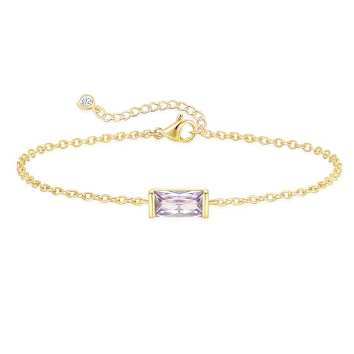FUNEIA Birthstone Gold Bracelets for Women Non Tarnish Trendy Dainty