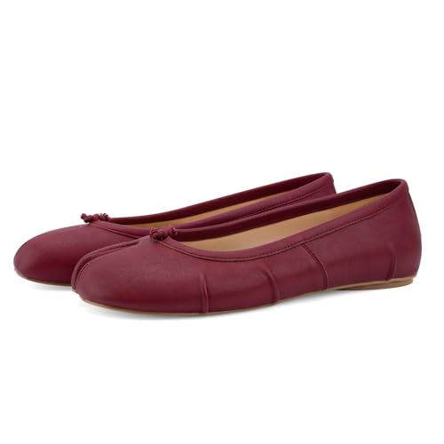 Image of VBDB Tabi Ballet Flats for Women Dressy Casual Shoes Split Toe Wide Flats Light Weight Japanese Shoes