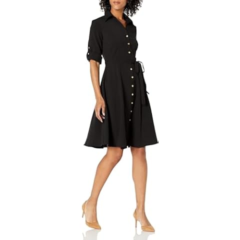 SHARAGANO Women's Black Button Front Dress Cover