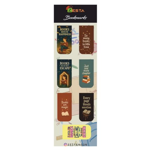 Image of Zesta Magnetic Bookmark Set of 7 | Aesthetic Book Mark for Reading | Cute Anime Bookmarks for Kids, Students | Book Accessories for Novels, Gifts for Readers(Booknerds Magnetic Bookmarks, 9X2.5 Cms)