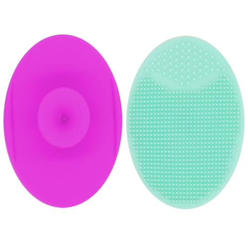 2 pezzi Spazzola Pulizia Viso in Silicone,pennelli per la pulizia del viso in silicone,Morbido Viso Pulizia Pennello,spazzola per la pulizia dei pori,per pelle Qualsiasi tipo(Rosa+verde chiaro)