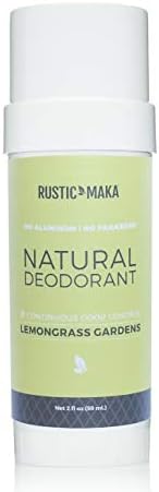 Rustic MAKA Natural Deodorant, Lemongrass Gardens (Lemongrass + Sage), Continuous Odor Control