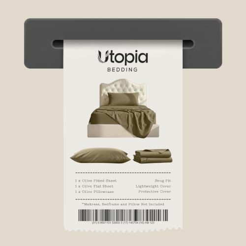 Image of Utopia Bedding Twin Bed Sheets Set - 3 Piece Bedding - Brushed Microfiber - Shrinkage and Fade Resistant - Easy Care (Twin, Olive)