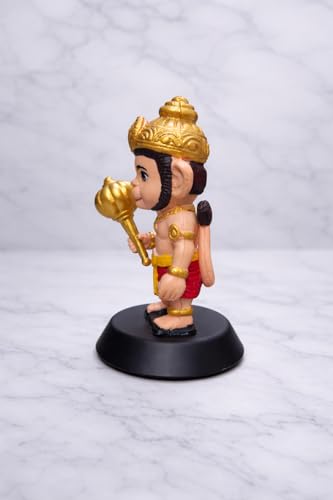 Image of Hanuman Ji Idol for Car Dashboard, Premium Polyresin Bajrangbali Murti with Double Sided Tape Base, Hanuman Murti for Home Temple, Office Desk, Car Decor, Vastu Gift, Multicolor