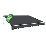 LZQ Aluminium Markise 4 x 3 m Balkonmarkise Sonnenschutz Kassettenmarkise Gelenkarmmarkise Sonnensegel Dunkelgrau