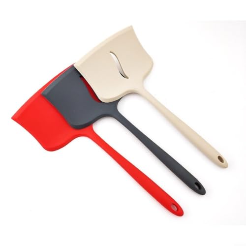 Espátula de silicona resistente al calor hasta 230 °C para sartenes antiadherentes, ergonómica para mango con ojal para colgar para girar peces y panqueques, diseño duradero para cocina, (blanco)