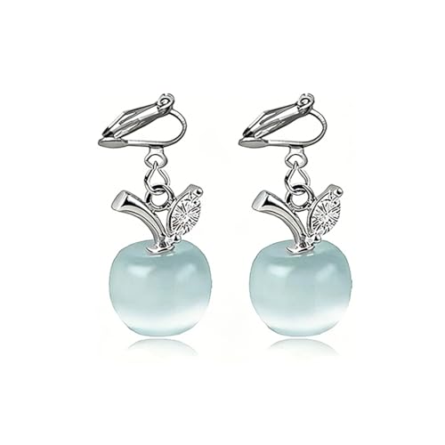 Aretes de manzana tipo Clip-On para mujer