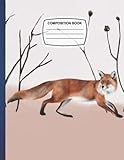  Composition Notebook: Fox Wide Ruled Paper Notebook Journal Blank Wide Lined Workbook for Girls Boys Kids Teens Students.8.5\