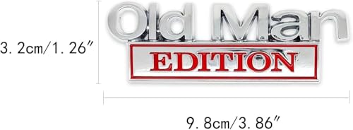 Image of 2pcs Metal Old Man Edition Emblem 3D Badge Fit for Universal Car Truck SUV Side Rear Front Hood Trunk Door Decal Sticker (Silver Red)