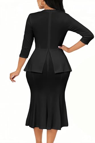 Image of Elegant Church Dress for Women Midi Dresses Work Wear Vintage Pencil Dress for Business Casual Outfits