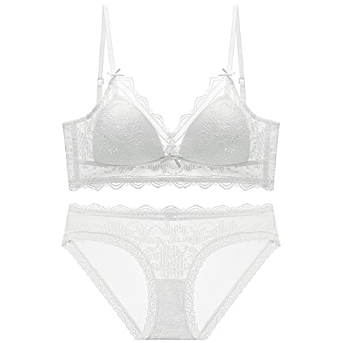 Soutien-gorge triangle sexy blanc avec culotte en dentelle 85C