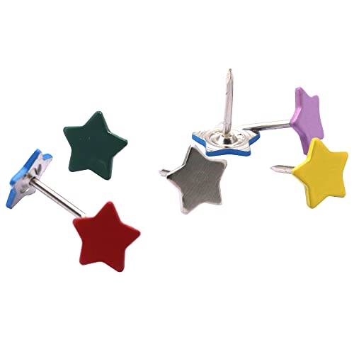 Woo Gogo Push Pins Star Shape Cork Board Decoration Pins Message Drawing Pin Map Tacks,Pack Of 100 (Mixed Color), Hh0168 #TOP2