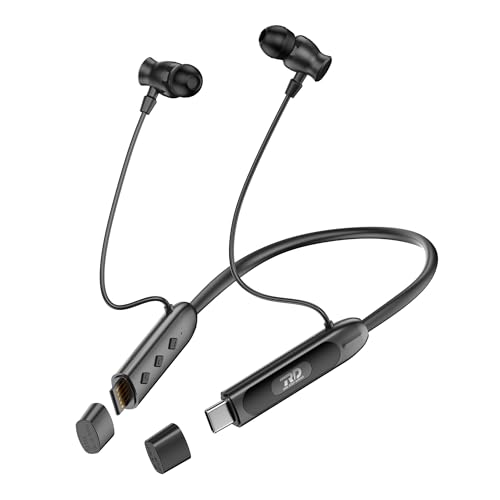 Image of RD M-195 VOLTAR Wireless Neckband Bluetooth in Ear Earphones with 90 Hours Playtime, 13mm Drivers, IPX4, Charge Through Adapter Support & Type-C, Environmental Noise Cancellation Black
