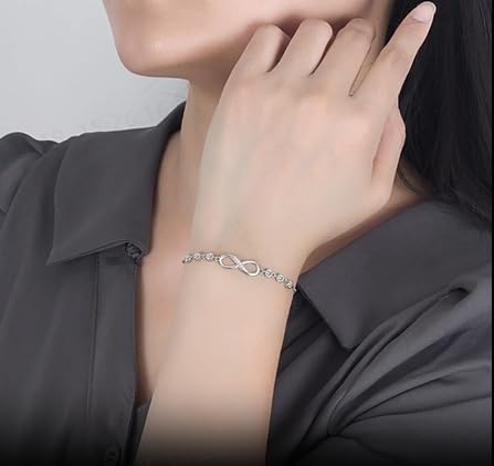 RealThing Hypoallergenic Stainless Infinity Bracelet for Women, Plated Sterling Silver with 14K Gold Plating, Adjustable Dainty Bracelet with Cubic Zirconia, Gift for Mom Wife Sister, Minimalist Jewelry - Image 3