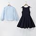 Girls Preppy Style Pleated Jumper Dress with Long Sleeve Lapel Shirt Cute School Uniform Outfits for 5-14 Years