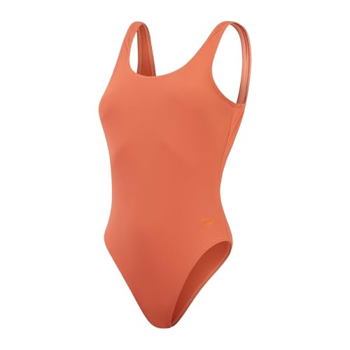 Speedo Textured Deep U Back Bañador, por Mujer, Marrón/Naranja, 46