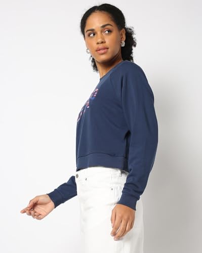 Image of Gap Women Regular Fit Solid Full Sleeves Round Neck Cotton Sweatshirt