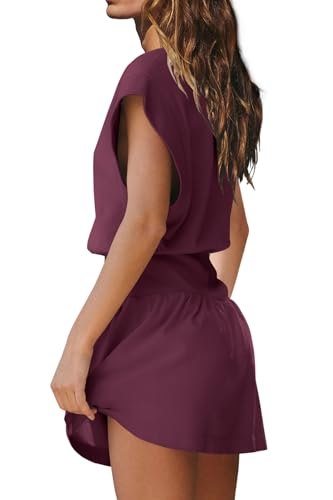 Image of LAMISSCHE Womens Summer Dress Sleeveless Mini Dress Flowy Vacation Beach Dresses Casual V Neck Elastic Waist Sundresses
