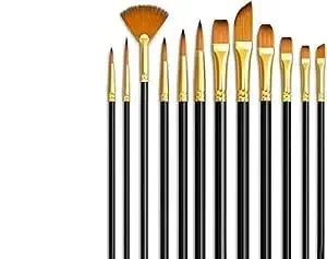 ECLET Art Brush Set for Artists, Painting Brushes Set of 12 Professional Round Pointed Tip Nylon Hair Artist Acrylic Paint Brush for Acrylic/Water Colour/Oil Painting Item 65