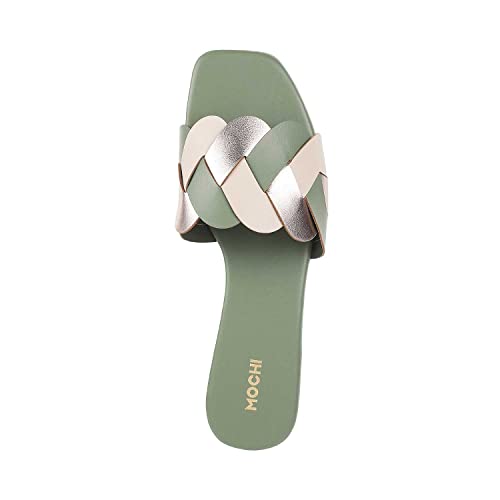 Image of Mochi Women's Faux Leather Pattern Detail Fashion Sandals