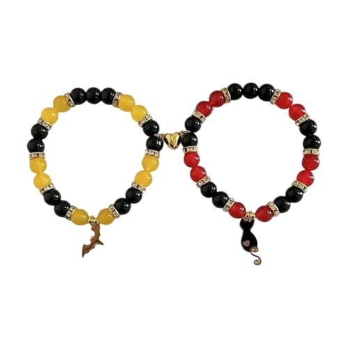 [Xinsheinelry] Couple Bracelets with Heart Designs High Elasticity Materials for Comfortable for Romance Event and Daily Use Rel