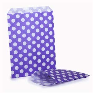 Truly Sweet Candy 50 Kraft Paper Bags - 5" x 7" (29 Styles), Sweet/Gift/Counter Food Bags (Purple Polka Dot) โ image 1