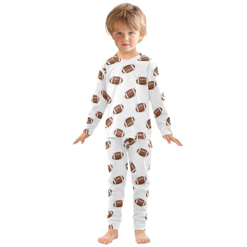 Pajama Sets Long Sleeve American Football Cartoon Pattern Soft Comfy Sleepwear 2 Piece PJS 3-8T2