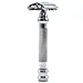 Parker 99R Chrome Long Handle Heavyweight Butterfly Open Double Edge Safety Razor for Men | 5 Parker Premium Platinum Double Edge Razor Blades Included | Iconic Brand