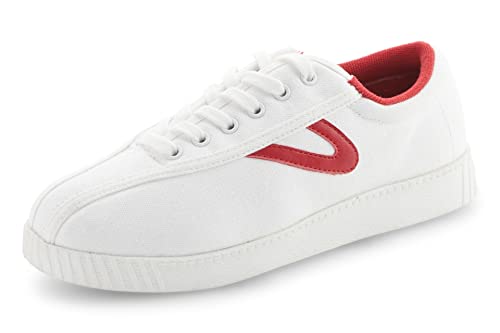 Baskets en toile pour femme tennis de style vintage chaussure basse blanche et rouge en taille 40