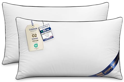 Utopia Bedding Cushion Inner Pads (Pack of 2), 30x50 cm (12 x 20 inches) Cushion Stuffer Inserts, Hollowfibre Piping Pillows (White)