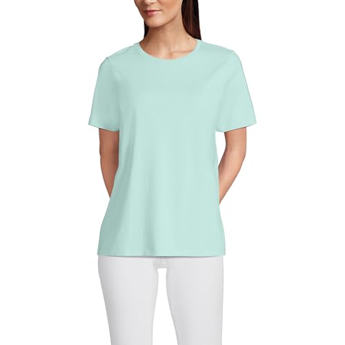 Best Cap Sleeve Tops for Women Over 50 (Flattering Styles Worth Buying) 7 Lands' End Womens Short Sleeve Relaxed Supima Cotton Crew Neck T Shirt Pale Sky Regular Large