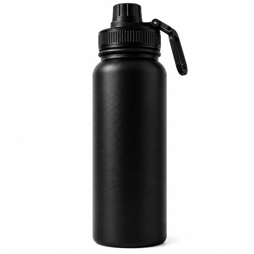 Garrafa de Água Térmica Aço Inox Esportiva Academia Isolada a Vácuo Aço Inox 304 de 800ml (PRETA 1321)