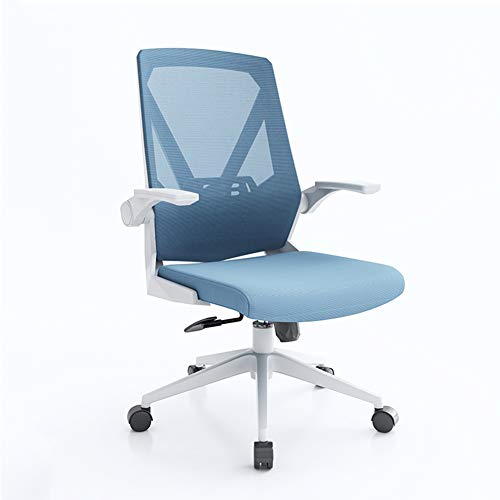 DUIRHNFV Office Swivel Chair, Heavy Duty Medium Back Work Computer Desk Chair, Ergonomic Design, Folding Armrest, Tilt Mechanism, Max Weight Capacity 150kg (Color : B)