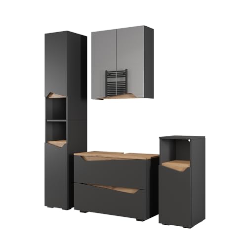 Vicco Badmöbel-Set Marelle, Anthrazit/Artisan, 4 Teile