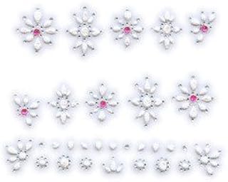 Pink Faux Acrylic Floral w/Rhinestone Nail Stickers/Decals