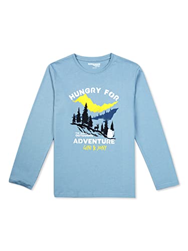 Image of Gini & Jony Boys Purple Printed Cotton Half Sleeves T-Shirt