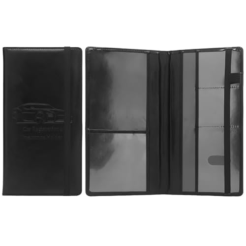 Black Pu Leather Auto Document Organizer Wallet, Multi-Slot Car Registration and Insurance Card Holder for Driver's License