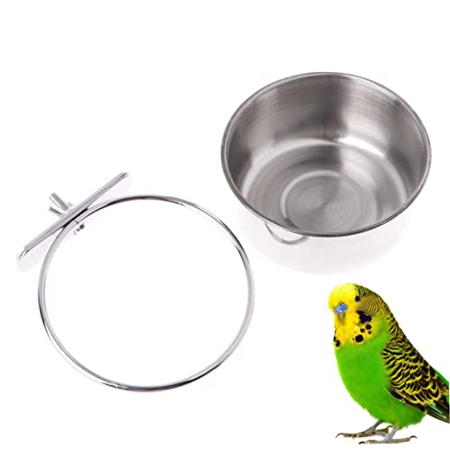 COLLBATH Stainless Steel Pet Feeding Bowl Rim Water Basin for Parrots Birds Cage Food Cup Easy to Clean and Use Attractive Design for Home