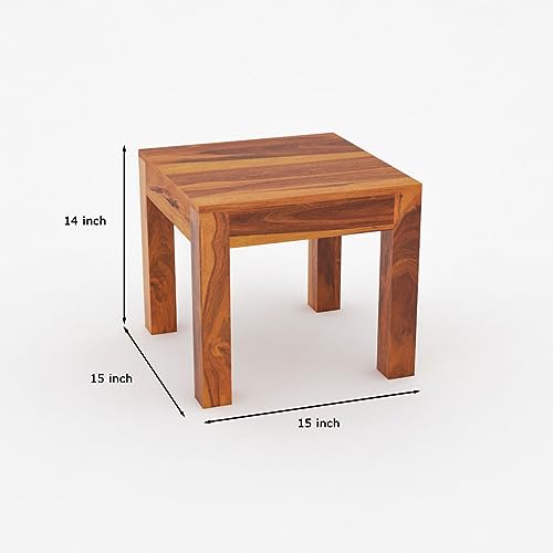 Image of Sheeshsam Wooden Coffee Table with 4 Stools for Living Room - Solid Wood Coffee Table with Seating Stools Tea Table Teapoy Center Piece for Home Sofa Center Table (Alving Honey)
