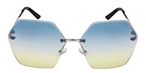 Edge I-Wear Oversized Hexagon Shaped Sunglasses with Ocean Lens 3120-OCR2