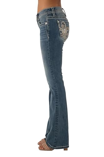 Miss Me Women's Fleur-De-Lis Embroidered Mid-Rise Bootcut Jeans3