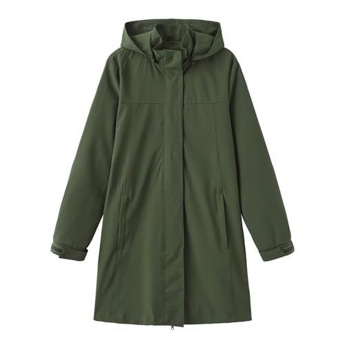 Chaqueta impermeable larga mujer rompevientos transpirable contra lluvia y frío 7