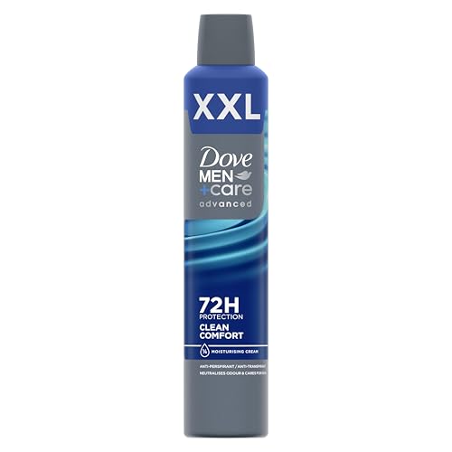 Dove Men+Care Advanced Clean Comfort XXL Anti-Perspirant Aerosol Deodorant Spray with Anti-Odour technology & moisturising cream for 72 hour protection against sweat and odour 300 ml