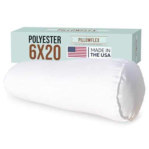 Pillowflex White Bolster Pillow Insert 6x20 in - Soft White Decorative Sham