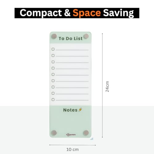 Image of Acrylic Magnetic Shopping List Notepad for Fridge │ to-Do List & Meal Planner, with 2 Marker Pen | 24x10 cm - Green