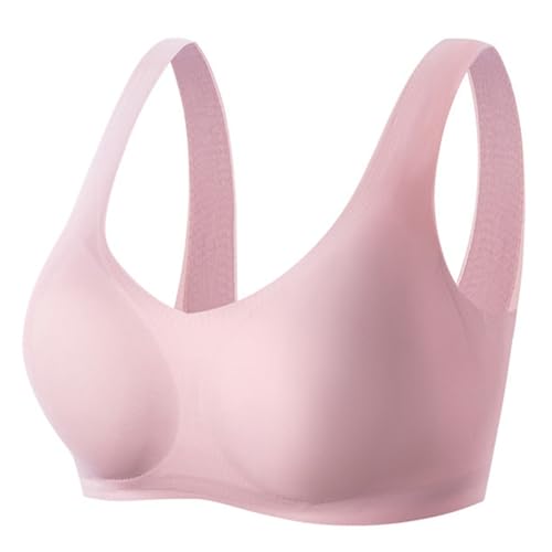 NORFULL Seamless Mastectomy Bra Women Full Coverage Wireless Post-Surgery Bra for Silicone Breast Inserts, Pink L
