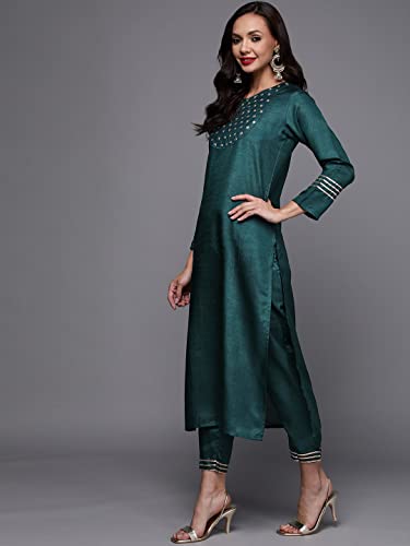 Image of INDO ERA Women's Polyester Solid Straight Kurta with Pant Set (IEIEI9116)