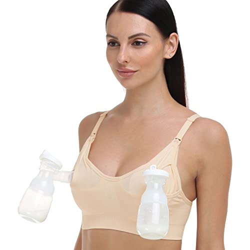 GXXGE Nursing Bra Support Pumping Bra Hands Free All in One Maternity Bra Comfortable Breast No Pad Pumps Bra4